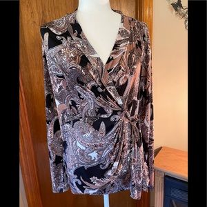 Cache Paisley Wrap Top with Side Tie